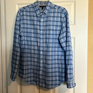 Banana Republic men’s blue linen blend button down shirt size medium